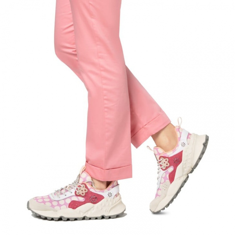 Scarpe Donna Flower Mountain KOTETSU Bianche Rosa | ITLCOID