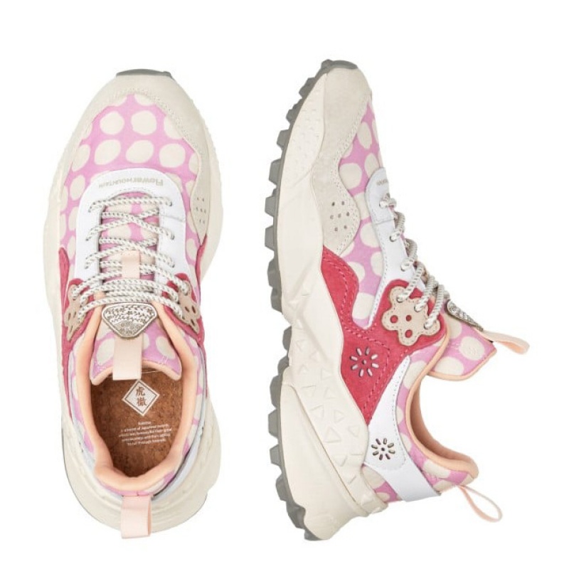 Scarpe Donna Flower Mountain KOTETSU Bianche Rosa | ITLCOID